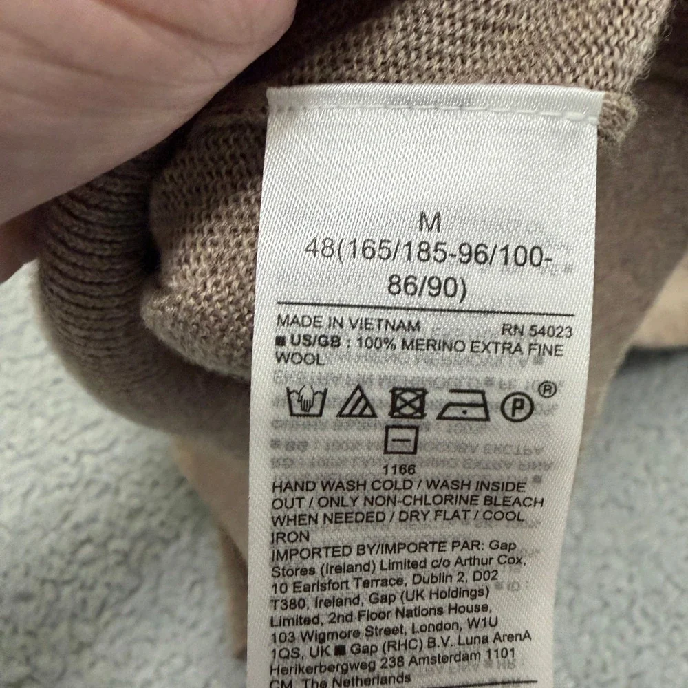 Banana Republic Sweater Mens Medium Italian Merino Wool Crewneck Taupe Brown